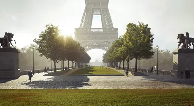 Nouveau Grand Jardin entre le Trocadéro et la Tour Eiffel