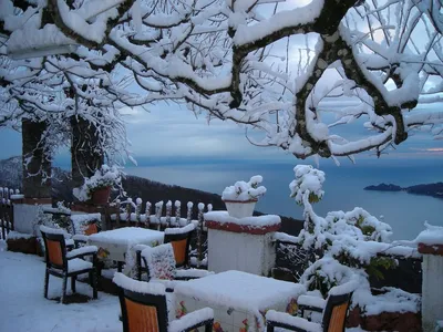 Фото Италия Alta Badia Зима Снег Забор Дома Города