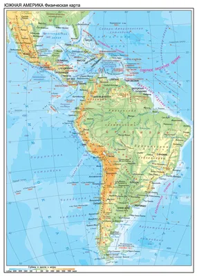 Южная Америка. Физическая карта - Части света - Каталог | Каталог векторных  карт