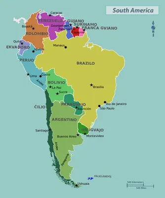 Административная карта Южной Америки,100*114 см. 1:5,5М купить.