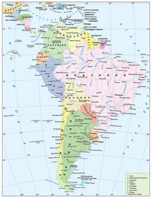 Южная Америка. Политическая карта - Части света - Каталог | Каталог  векторных карт