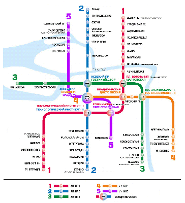 Cхема линий Петербургского метрополитена