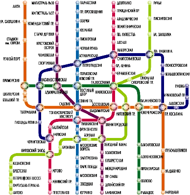 Cхема линий Петербургского метрополитена