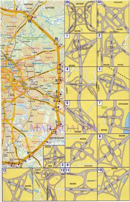 Подробные схемы развязок МКАД. Транспортные развязки Москвы - карта МКАД.  Как проехать по МКАД. Скачать бесплатно карту