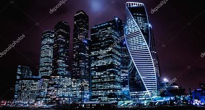 Москва Сити ночью - Экологичные фотообои из Санкт-Петербурга Экологичные  фотообои из Санкт-Петербурга
