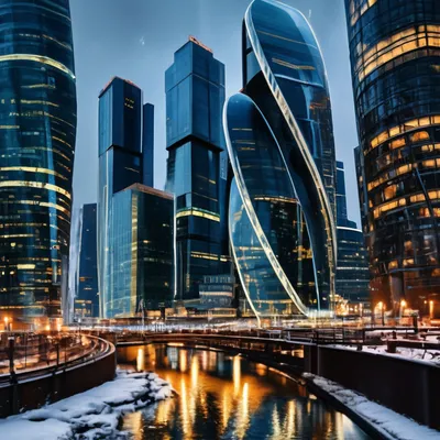 Ночной снегопад над Москва-сити :: Виктор М – Социальная сеть ФотоКто