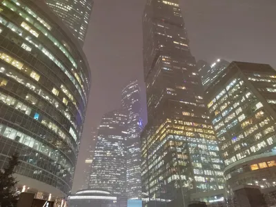 Фото Москва сити зимой ночью
