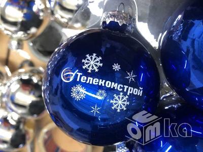 Печать логотипа на стеклянных ёлочных шарах в Москве