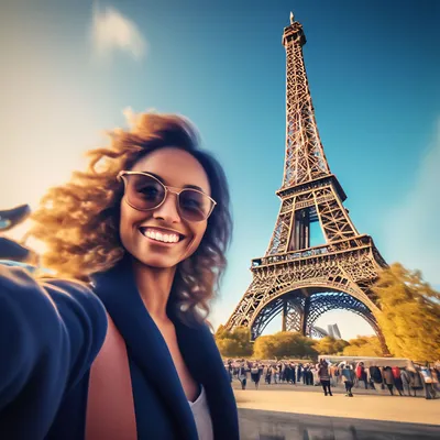 Фотограф в Париже. Девушка в красном плате на фоне Эйфелевой башни |  Фотограф в париже