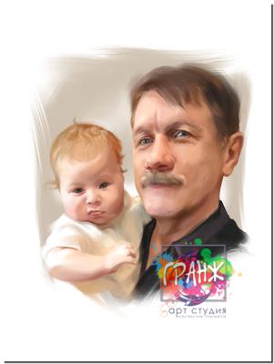 Семейный портрет по фото на холсте в Новосибирске - правильный подарок! -  Портреты и шаржи по фотографии в Новосибирске