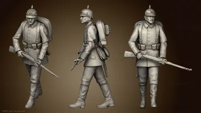 Немецкий солдат Второй мировой войны, Статуэтки военные 3D модель для ЧПУ:  STL / MAX (obj)