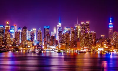 Яркие краски ночного Нью-йорка - обои на телефон