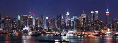 Купить Фотообои ночной Манхеттен вид с высоты небоскреба на стену. Фото с  ценой. Каталог интернет-магазина Фотомили