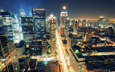 Фотообои виниловые на флизелине ночной мегаполис \"Панорама ночного  Нью-Йорка\" (ID#1393994515), цена: 499 ₴, купить на Prom.ua