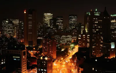 Фотография Нью-Йорк Манхэттен США Ночные Небоскребы город 3840x2400