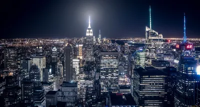 Обои Города Нью-Йорк (США), обои для рабочего стола, фотографии города, нью- йорк , сша, город, нью-йорк, манхэттен, рокфеллеровский, центр, ночные,  огни, свет, ночь, дома Обои для рабочего стола, скачать обои картинки  заставки на