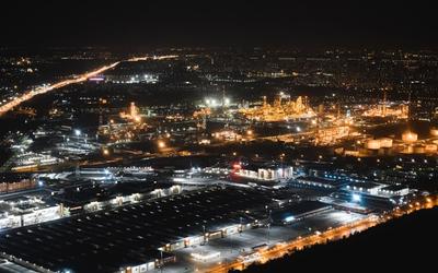 Ночная Москва с борта Airbus a320 | Пикабу