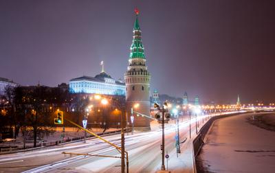 Фотографии ночной Москвы зимой