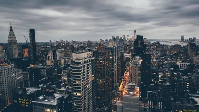 Обои на телефон город, здания, вид сверху, архитектура, сумерки, нью-йорк -  скачать бесплатно в высоком качестве из категории \"Города\"