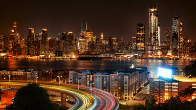 Флизелиновые обои города фото 254 x 184 см Нью-Йорк: Ночной бруклинский  мост 13032V4+клей по цене 1200,00 грн