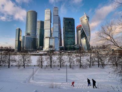 Благоустройство Красногвардейских прудов. Вид на Москва-Сити через Верхний  пруд © WOWHAUS