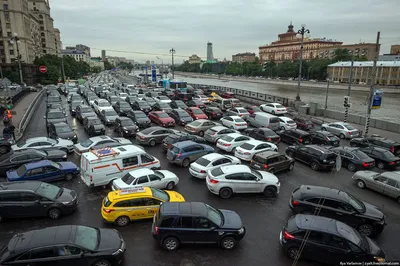 Фото пробки в Москве из машины