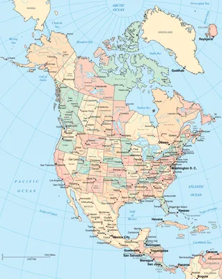 Карта Северной Америки | Подробная политическая и физическая карта Северной  Америки на русском языке со странами и столицами | Северная Америка на карте  мира