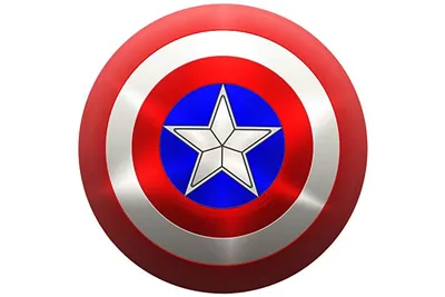 Красно-синий круглый щит с белой звездой по центру будет прекрасным  дополнением к костюму Капитана Америки. Диаметр щита - 32 см