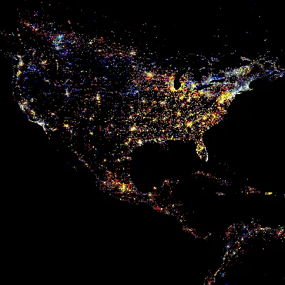 США ночью из космоса - 71 фото