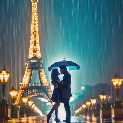Пара, Поцелуи В Париже Стоковые Фотографии | FreeImages