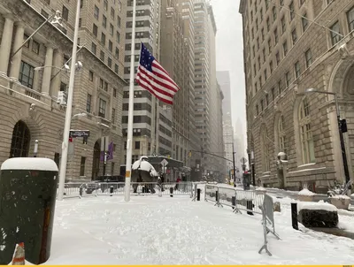 Первый снегопад в Нью-Йорке