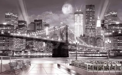 Фотообои Бруклинский мост ночью купить в Оренбурге, Арт. 6-085 в  интернет-магазине, цены в Мастерфресок