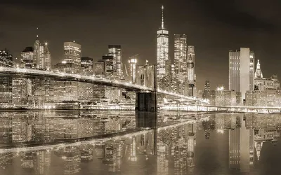 3D Фотообои «Бруклинский мост сепия» - купить в Москве, цена в  Интернет-магазине Обои 3D