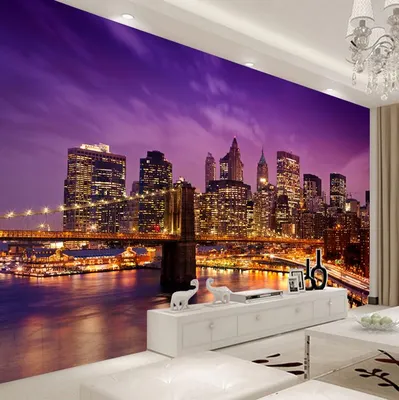 ᐉ Фотообои флизелиновые для спальни/зала/кухни моющиеся Бруклинский мост