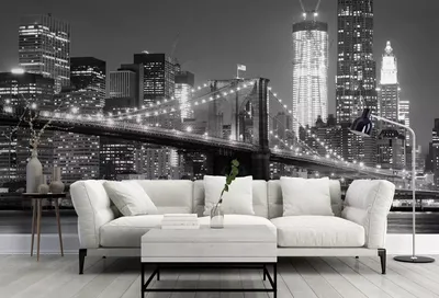 Фотообои на стену Бруклинский мост в ночи - Разное Для подростков Город и  городские пейзажи