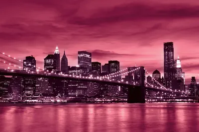 Фотообои С Бруклинским мостом в ночном свете – Tapetenshop.lv