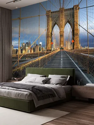 Купить фотообои Бруклинский мост ночью арт. 107059 на стену: цены, фото,  каталог - интернет-магазин «LIKE»