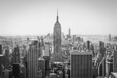 Самоклеющиеся фотообои \"Нью-Йорк с небоскреба\", 90x210 см, эффект  черно-белый - купить в Москве, цены на Мегамаркет