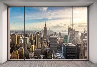Вид на Нью-Йорк\" Фотообои на стену расширяющие пространство. Купить.