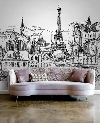Фотообои Париж рисунок 3,89х2,8 м для кухни, в спальню, гостиную