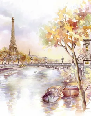 Дизайнерские фотообои Иллюстрация Париж №41359. Авторские обои под заказ |  ABC-Decor