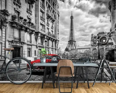 Фотообои город в интерьере кухни 254x184 см Париж и красное авто  (11674P4)+клей (ID#1217507855), цена: 850 ₴, купить на Prom.ua