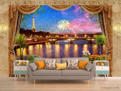 Фотообои Вид из окна на ночной Париж», (арт. 28072) - купить в  интернет-магазине Chameleon