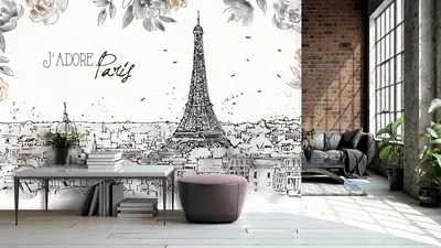 Флизелиновые фотообои в спальню над кроватью Город Париж Рисунок Листья  (14357V)+клей (ID#1754664096), цена: 240 ₴, купить на Prom.ua