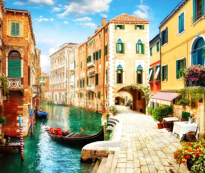 Фотообои Лодочки в Венеции на стену. Купить фотообои Лодочки в Венеции в  интернет-магазине WallArt
