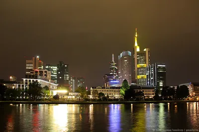Фотографии Франкфурт-на-Майне Германия Мосты Реки Вечер Здания