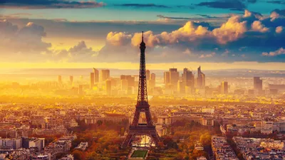 Обои для рабочего стола Париж Франция Эйфелева башня Города