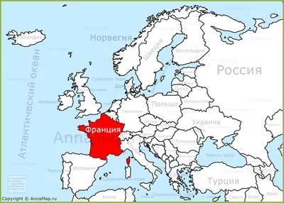 Франция на карте Европы - AnnaMap.ru