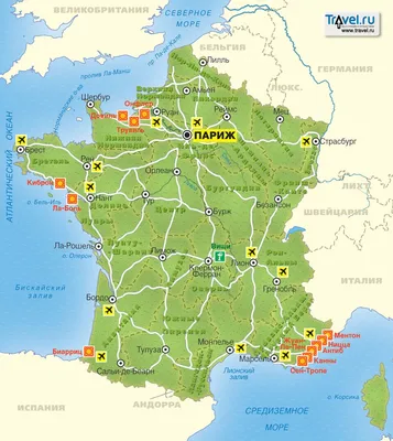 Франция соседними странами - карта Франции и соседних странах (Западная  Европа - Европа)