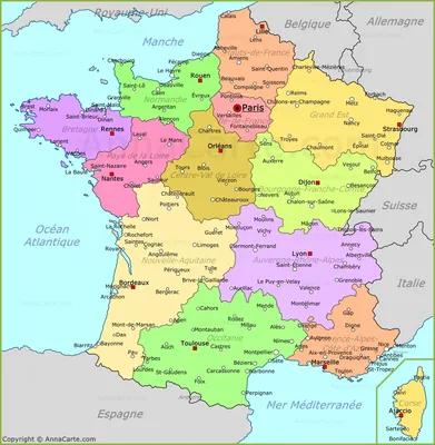 Страны Европы - Франция - карта Франции
